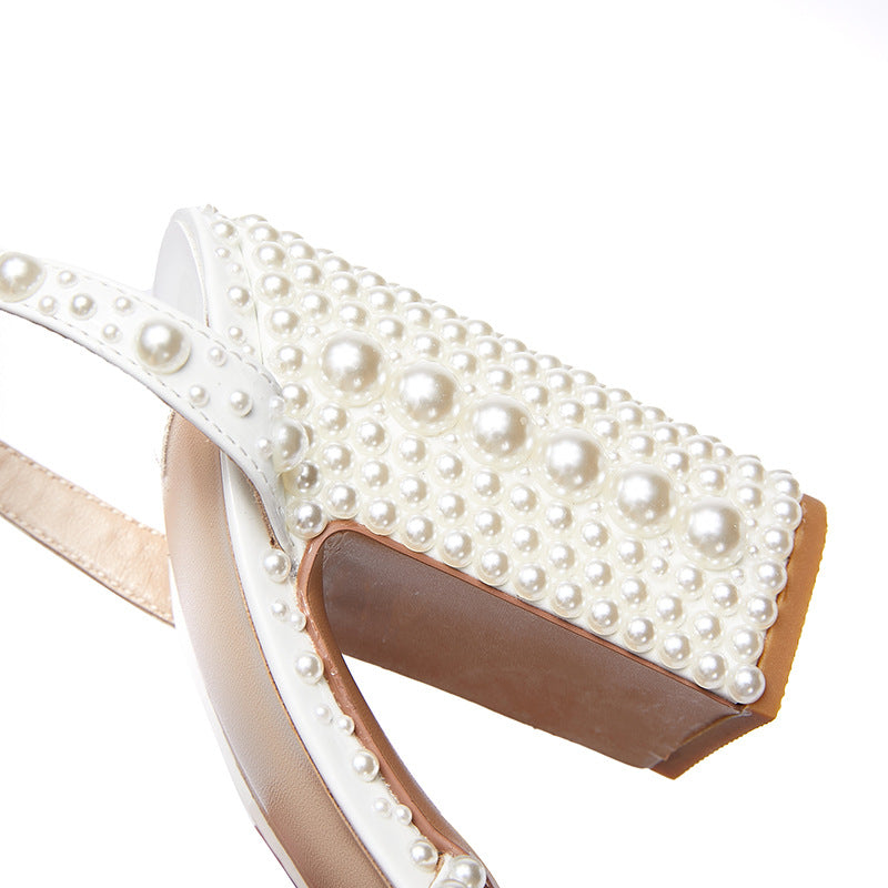 High heel women pearl sandals
