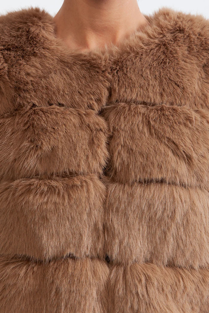 Faux Fur Jacket - Brown
