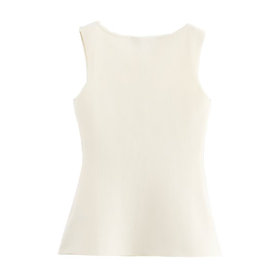 Single-breasted sweater vest top