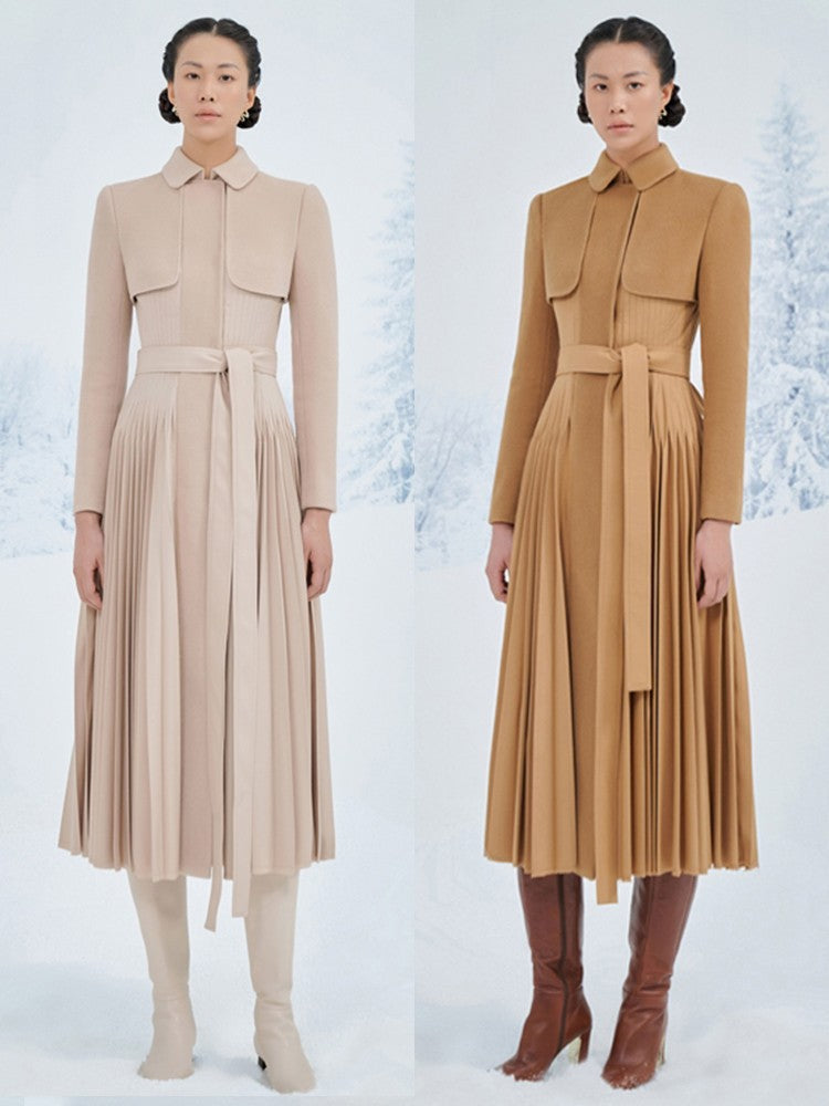 Long skirt big hem cinched waist jacket