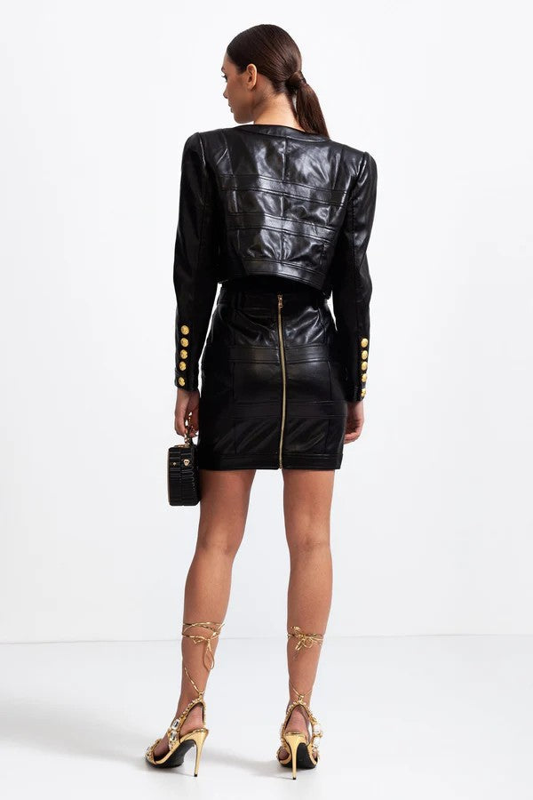 Vegan Leather Co-ord with Golden Buttons