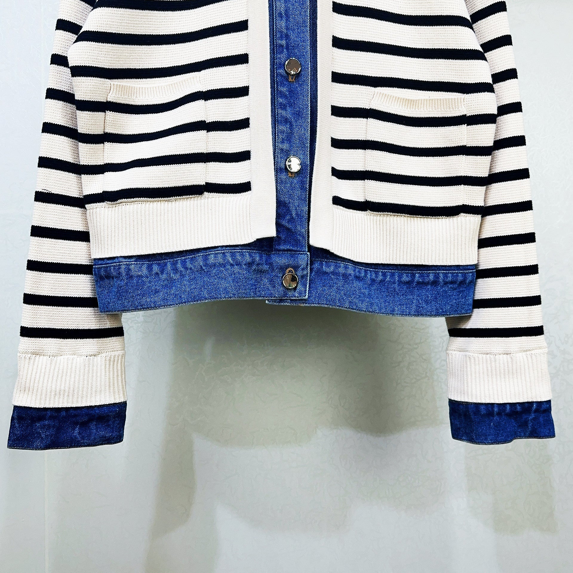 Two piece denim striped jacket