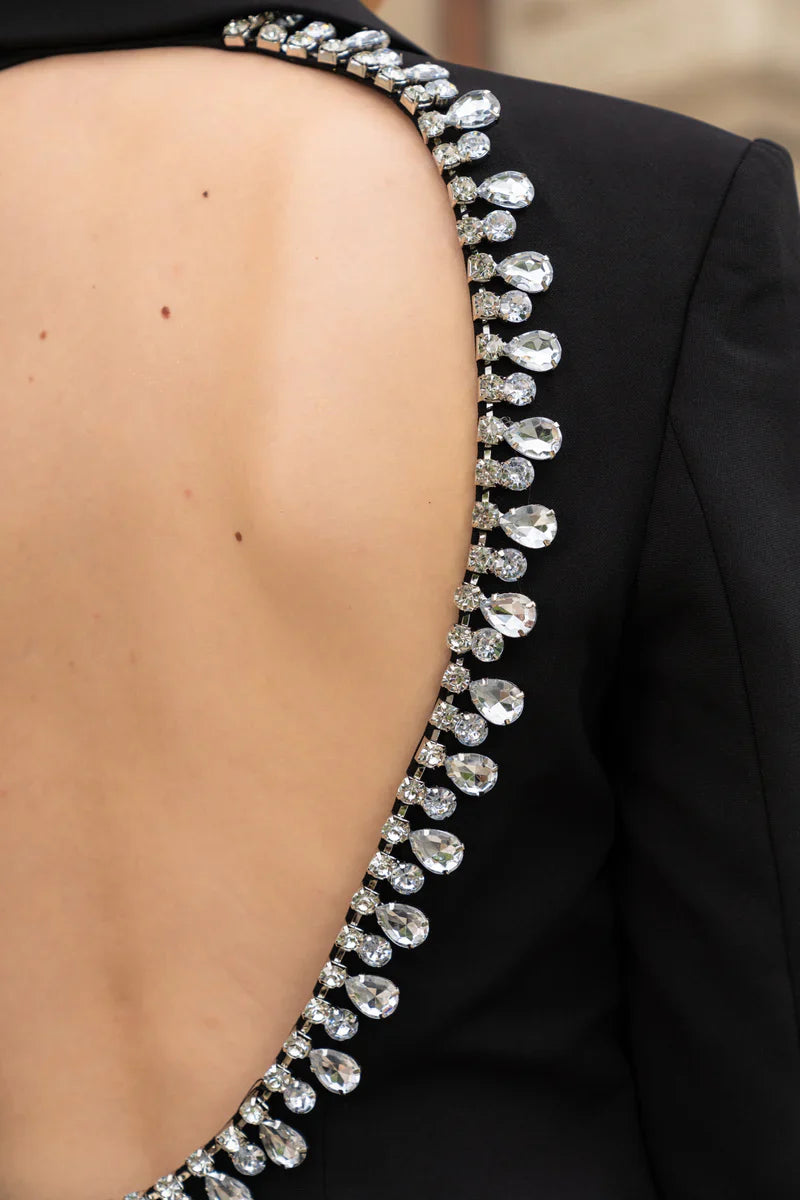 Back Cutout Diamonds Blazer