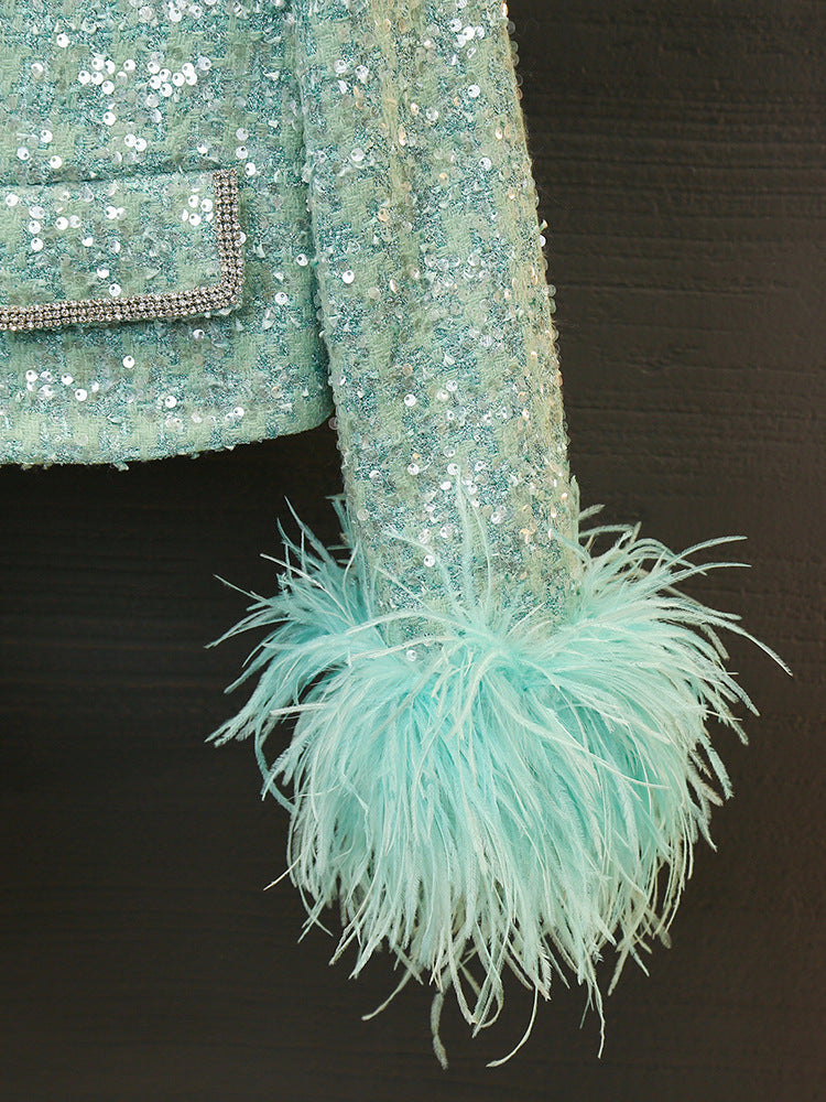 Diamond tassel feather jacket