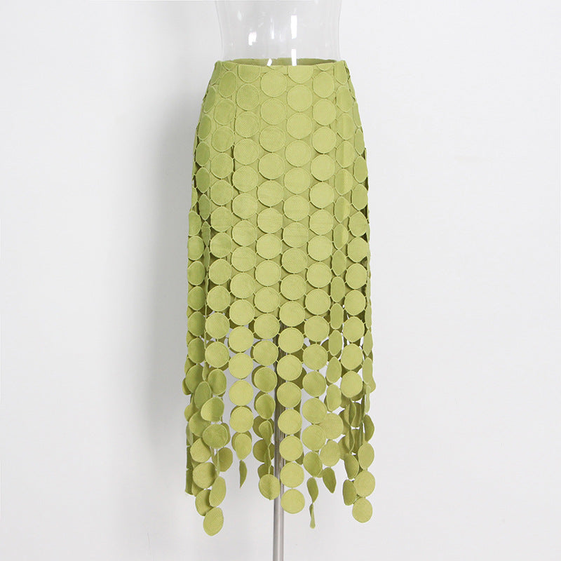 French Retro Cutout Long Skirt