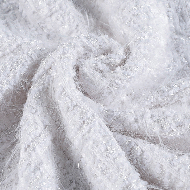 Vivienne Embellished Textured Tweed Mini Skirt Set - White