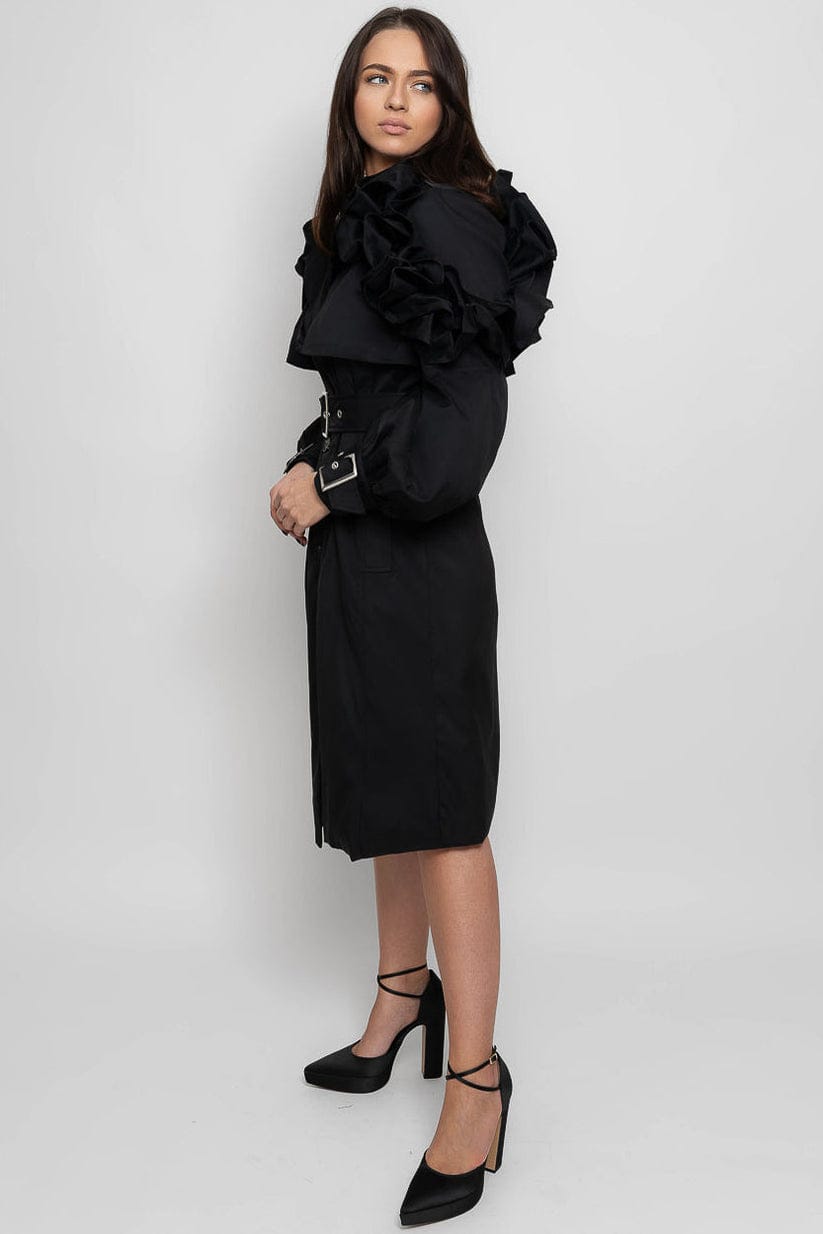 Zaidi Rachida  Ruffled Trench Black