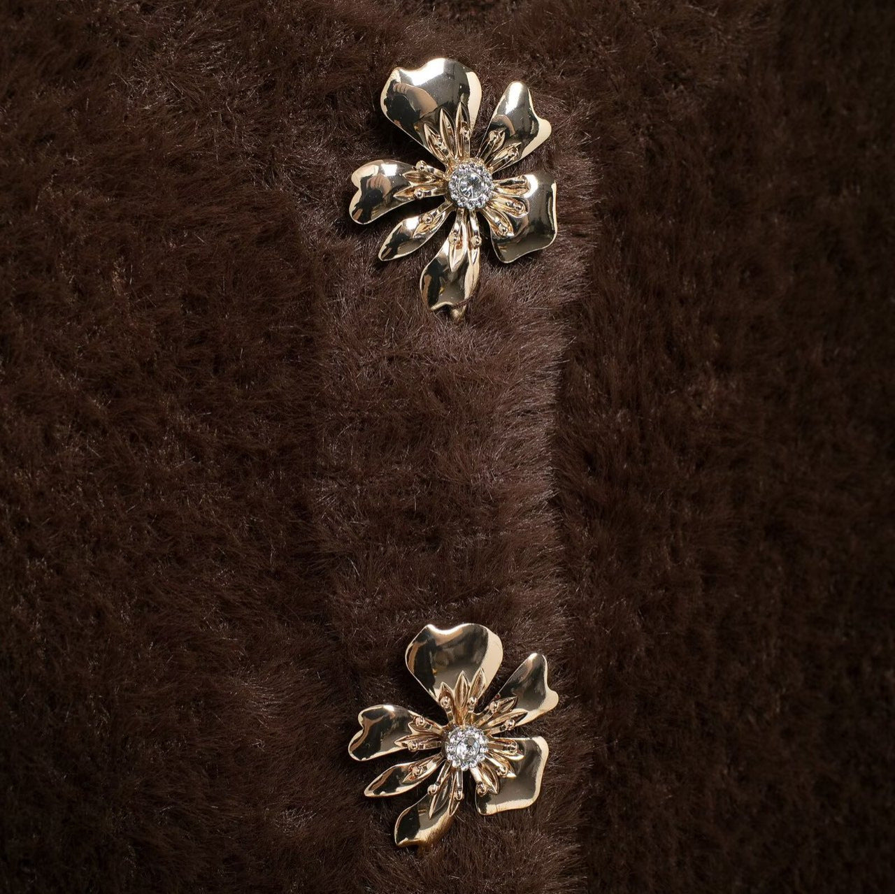 Fur  round neck knitted jacket