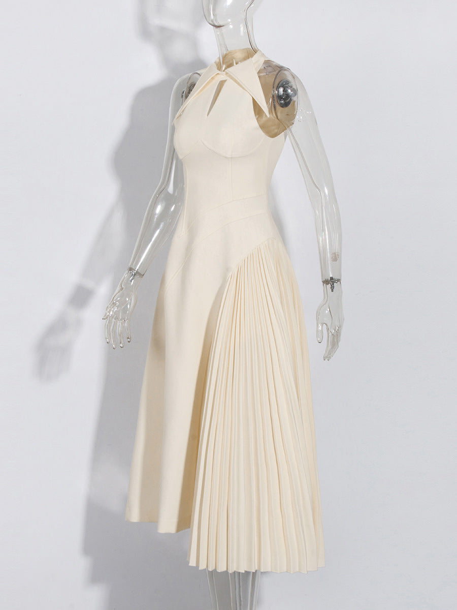 Pointed collared  long skirt