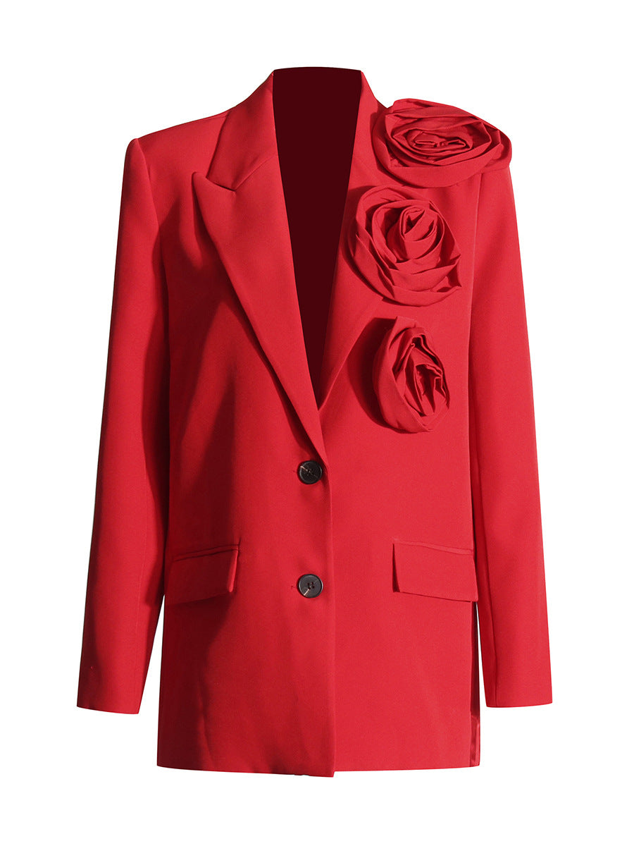 Rose stitching women blazer