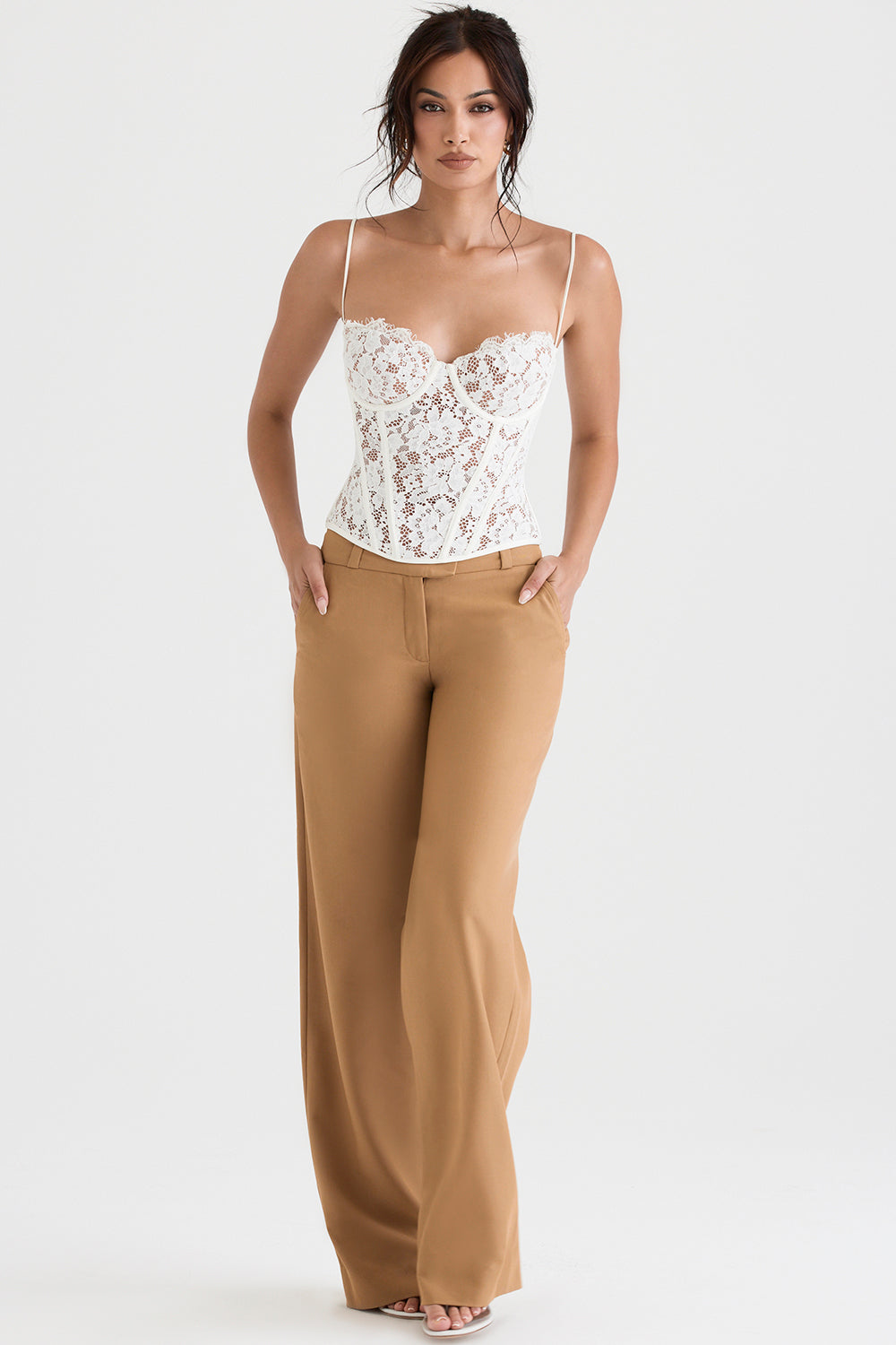 MILA LACE UNDERWIRED CORSET - White