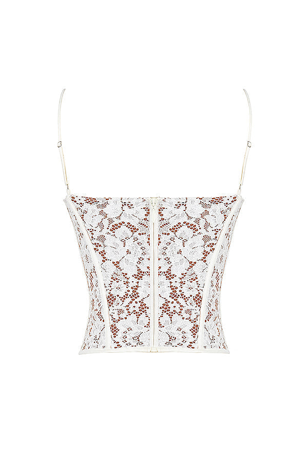 MILA LACE UNDERWIRED CORSET - White