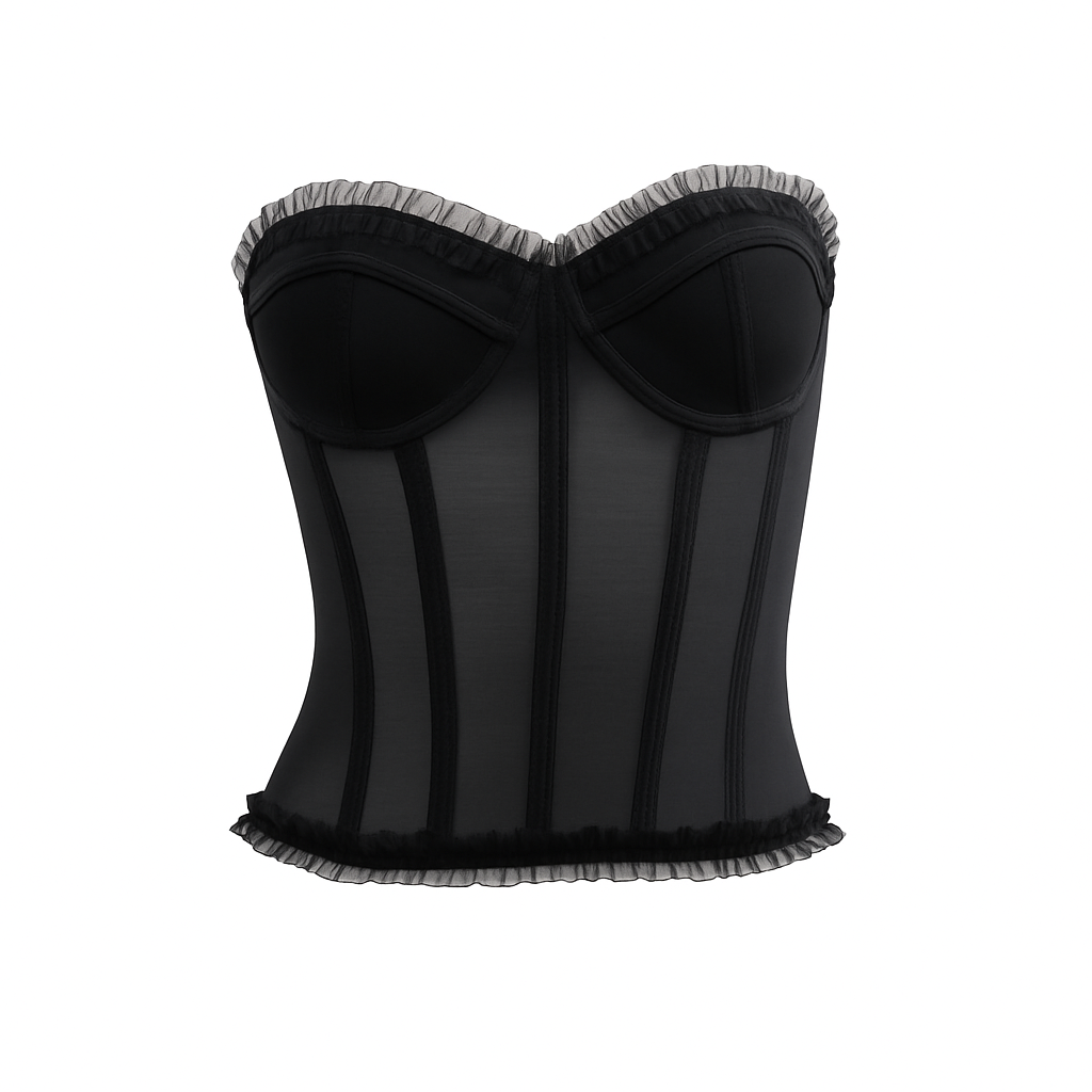 Pantera Sculpture Lace Corset top - Black