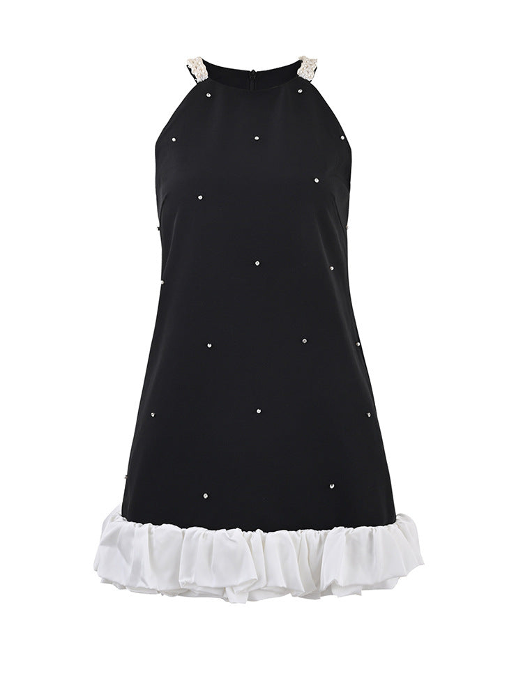 Black slim starry A-line skirt