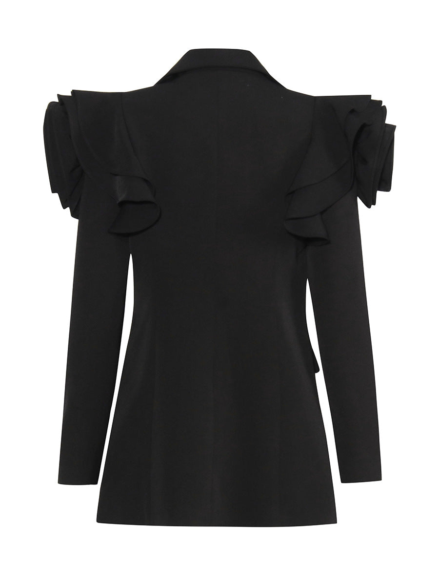 V-neck one-button waist slim blazer