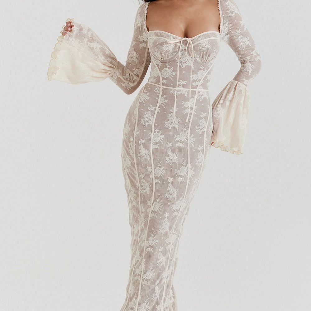 Micro bell sleeve waist mermaid skirt