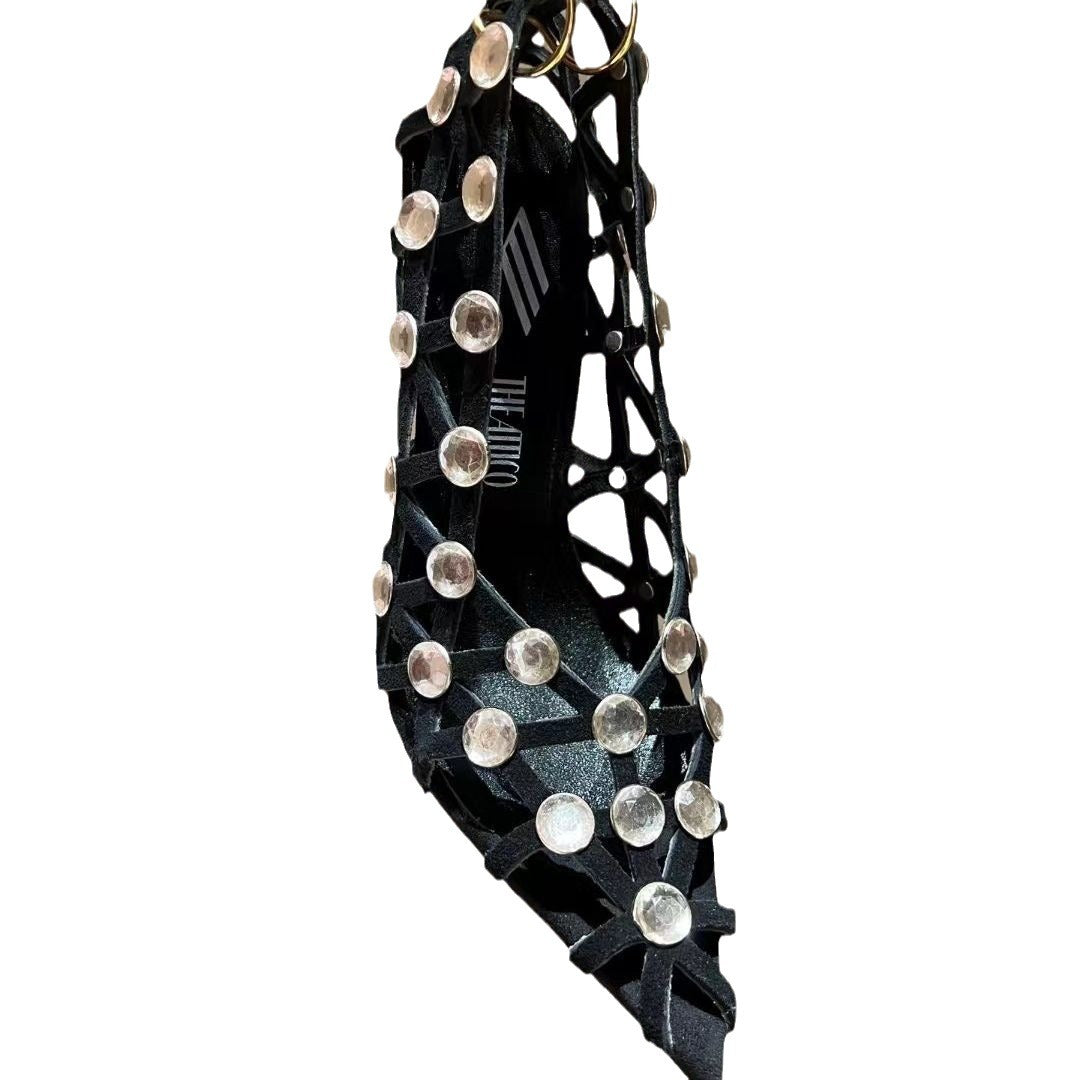 Leather pointed-toe stiletto heels