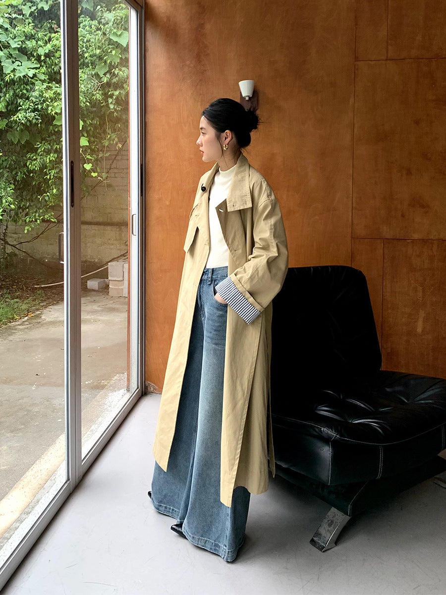 Single-breasted Over-the-Knee Jacket