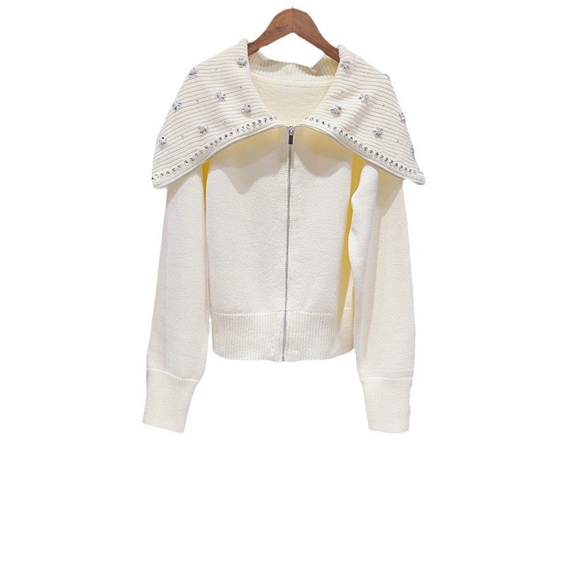 Zipper Wool Blend Blazer