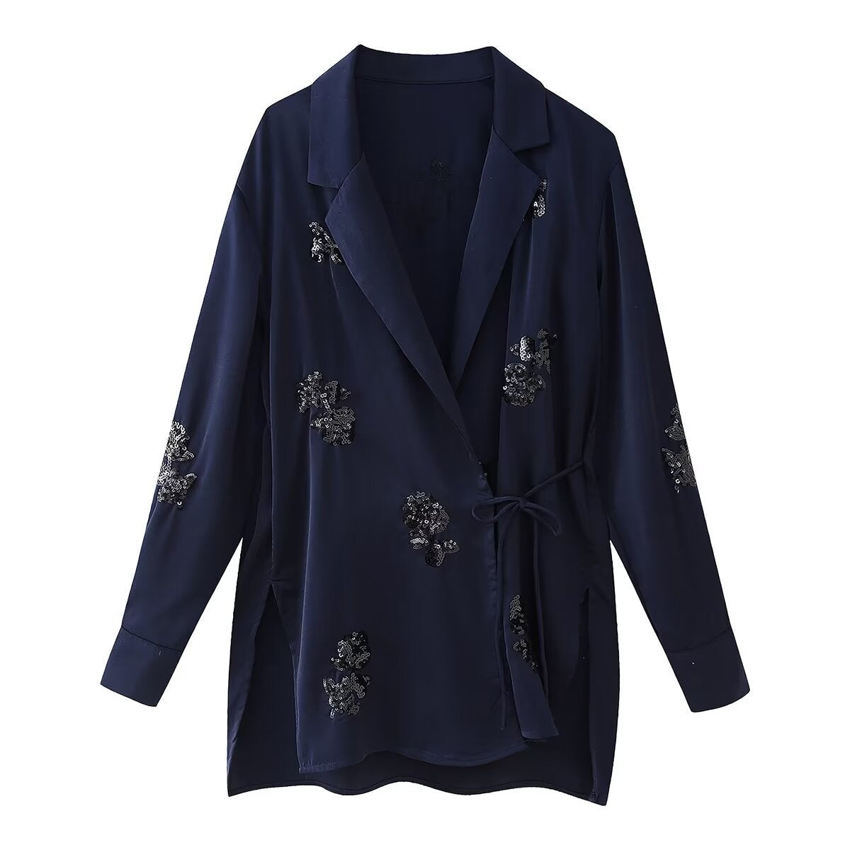 Sequins Embellished Silk Satin Set