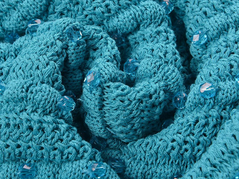 Knit Women's Dresses Peacock Blue Rhinestone Beaded Chic Sexy Resort Style Halter Long Dress 2023 Fall New