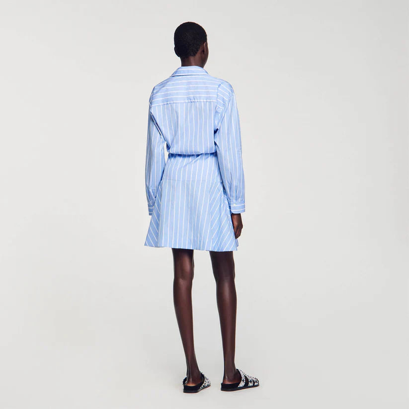 Striped tie-front shirt dress