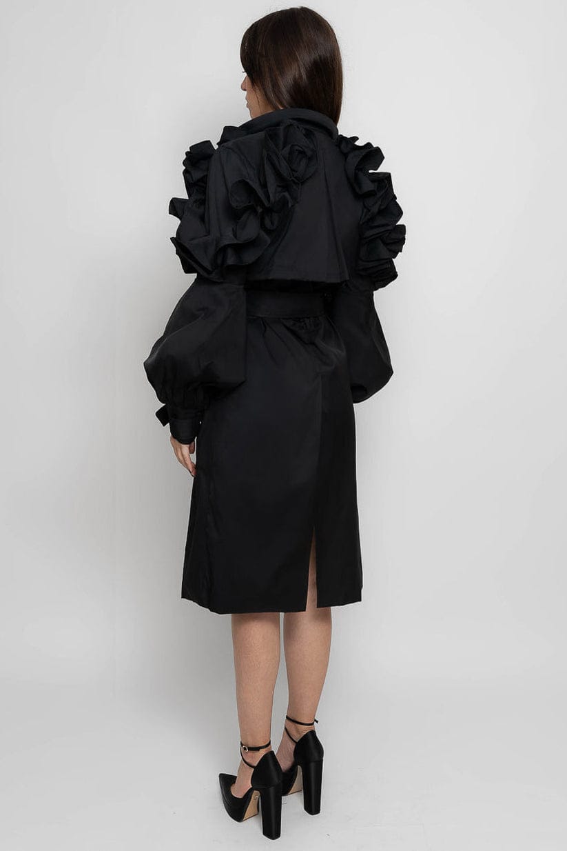 Zaidi Rachida  Ruffled Trench Black