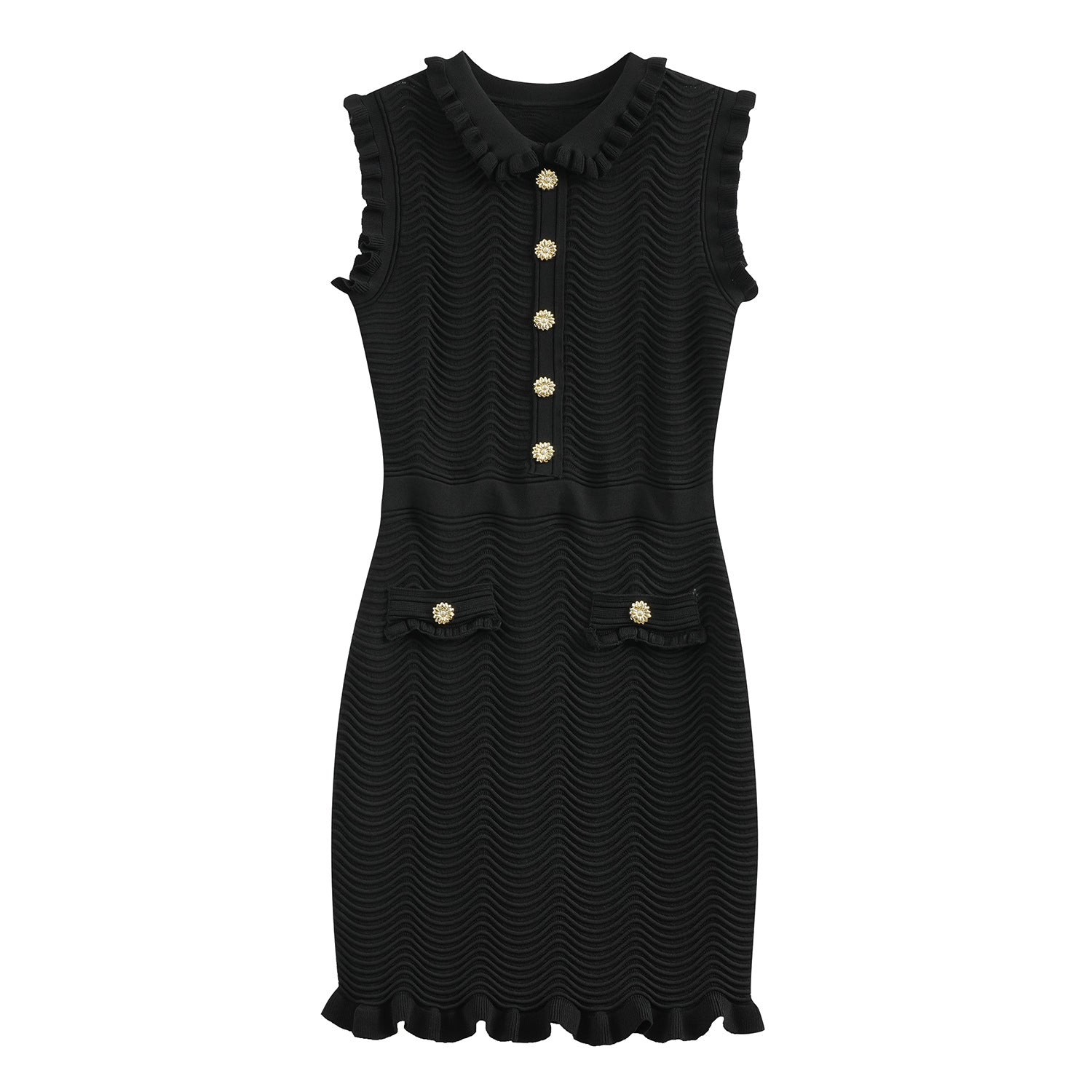 Trim Doll Collar Mermaid Knit Vest Dress Women