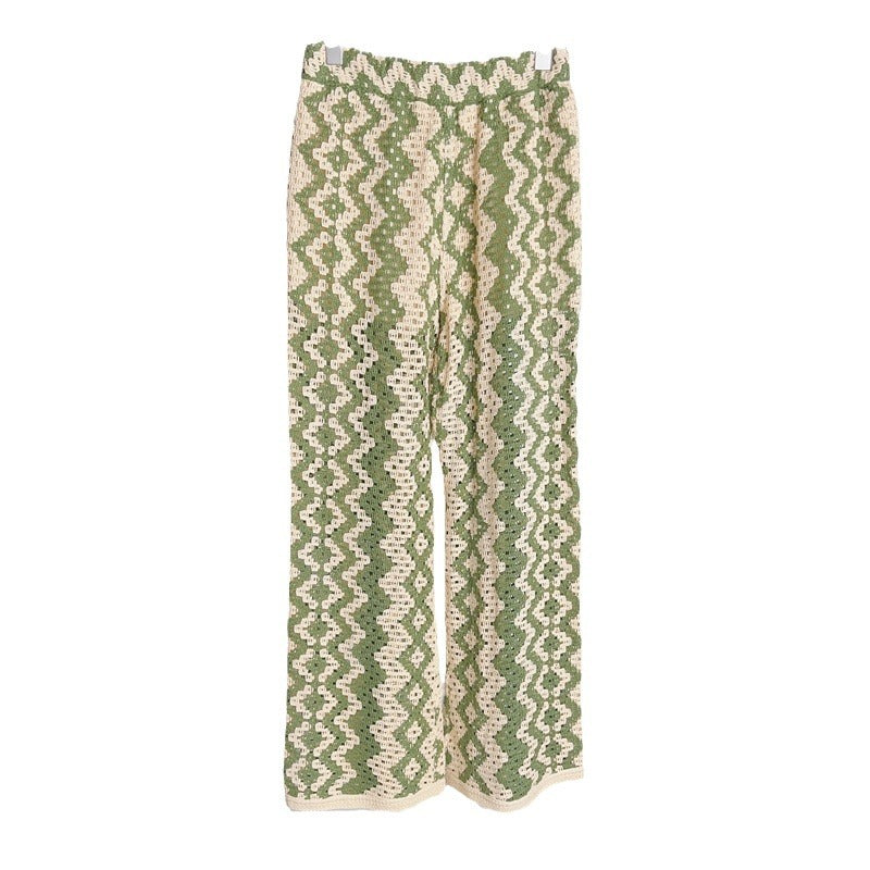 Crew Neck Single Breasted Straight Leg Pants Set