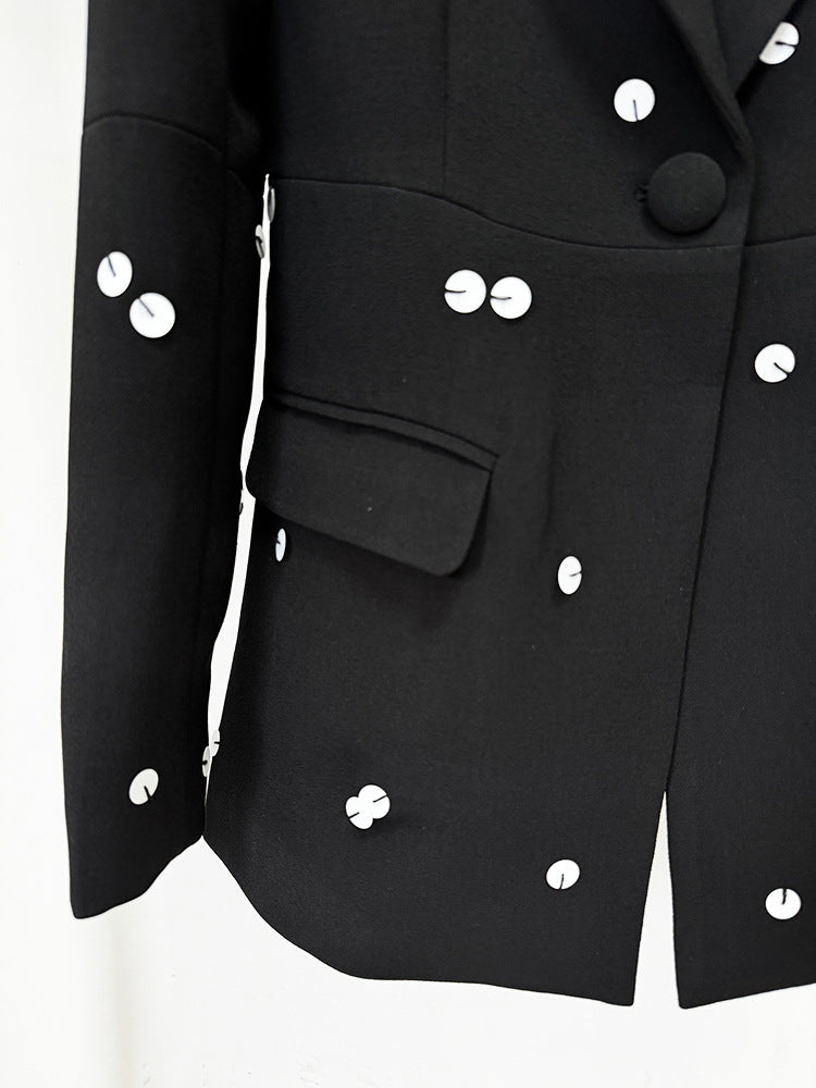 Sequins beaded color-blocked blazer