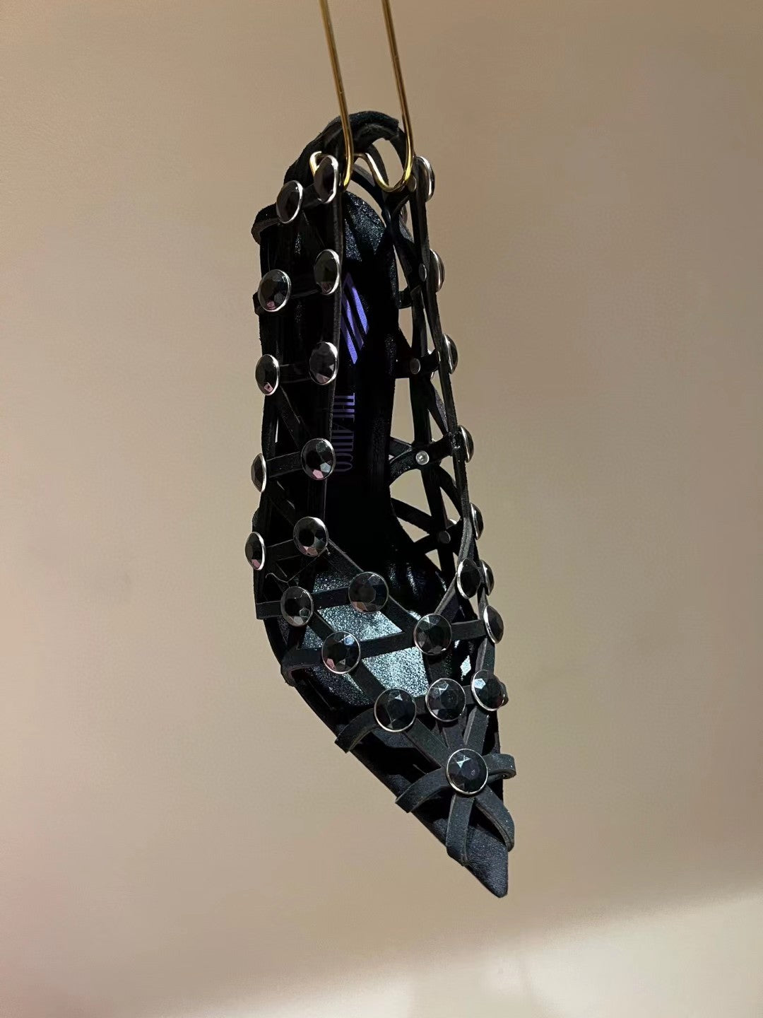 Leather pointed-toe stiletto heels