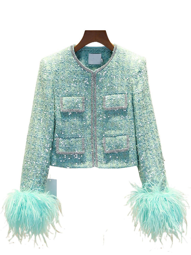 Diamond tassel feather jacket