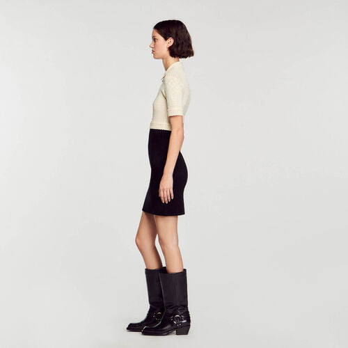 SHORT TWO-TONE KNIT DRESS