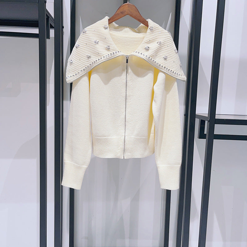 Zipper Wool Blend Blazer