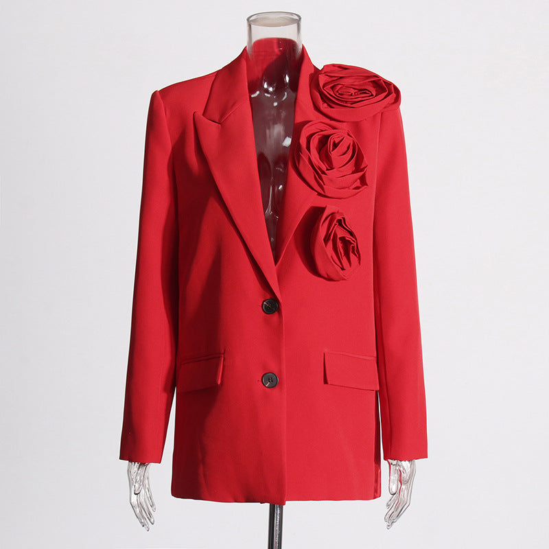Rose stitching women blazer