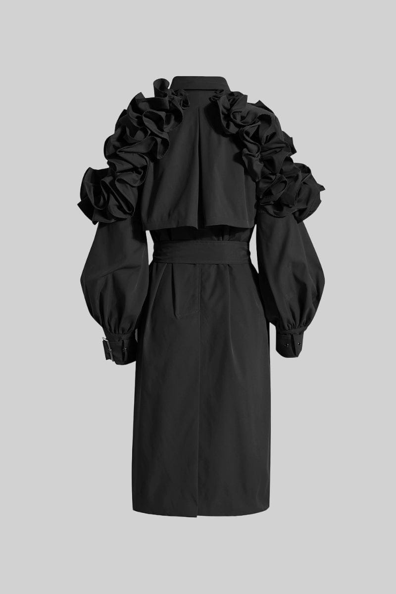 Zaidi Rachida  Ruffled Trench Black