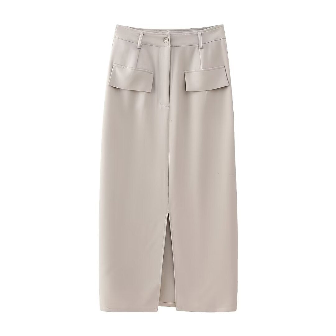 Round neck slim sleeveless vest + skirt suit