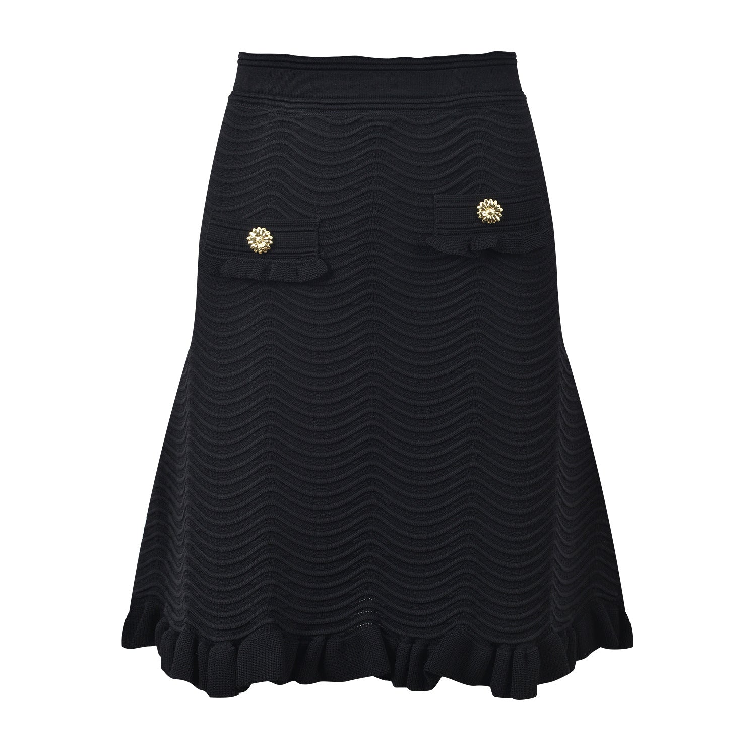 Polo neck black knitted vest vest + skirt age reduction suit