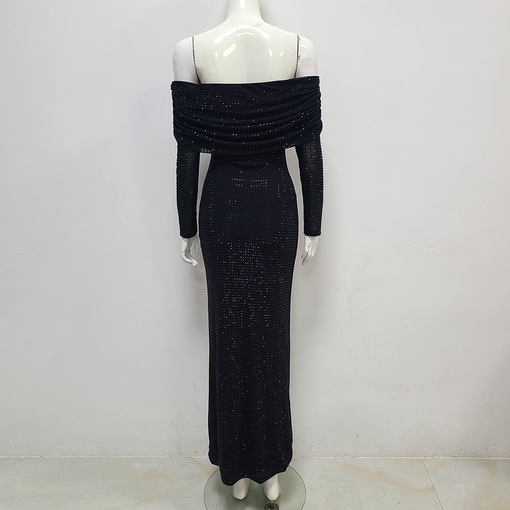 Seraphina Off-Shoulder Ombre Crystal Maxi Dress – Pink & White