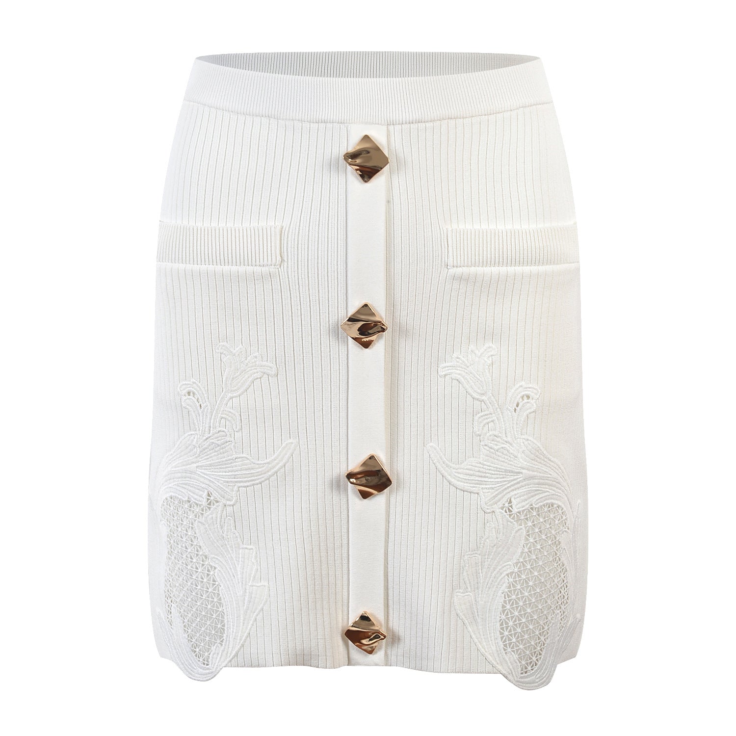 Cutout Knit Top Skirt Suit