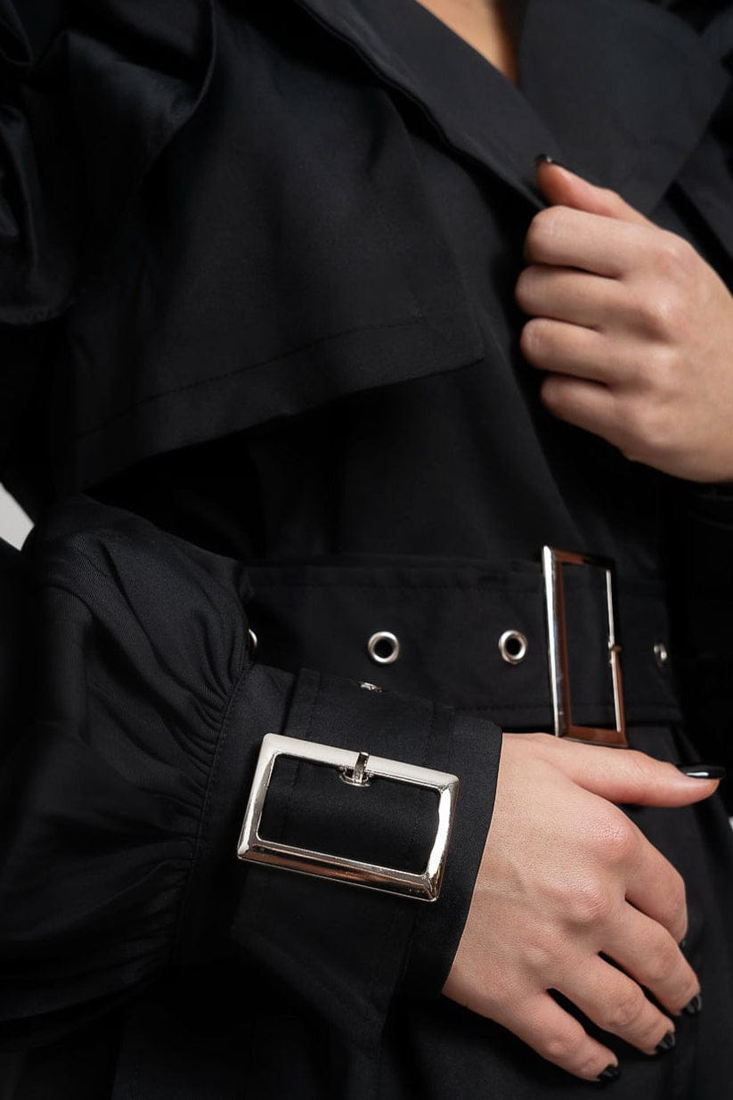 Zaidi Rachida  Ruffled Trench Black