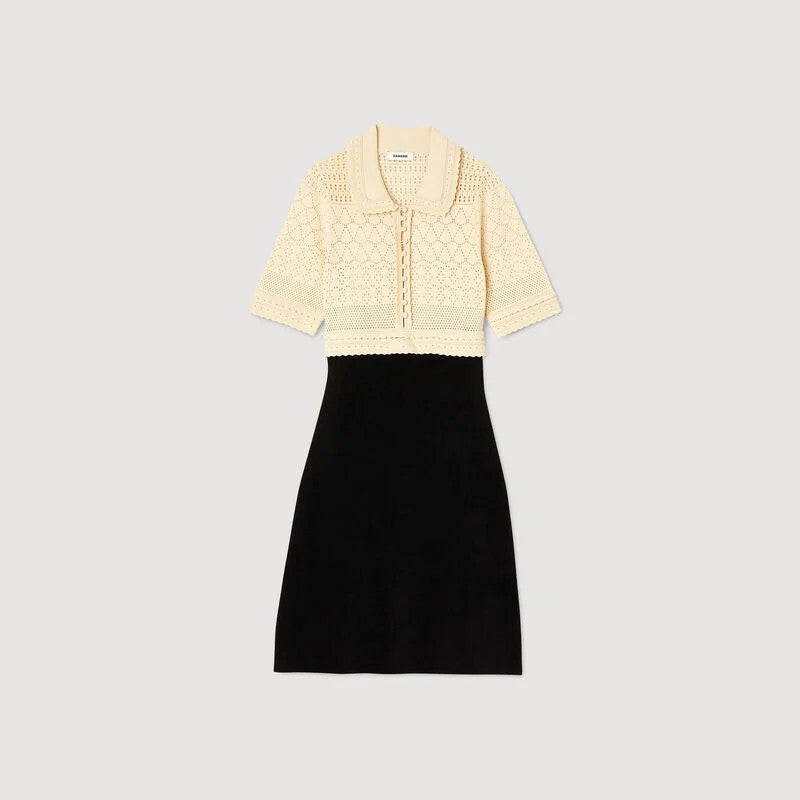 SHORT TWO-TONE KNIT DRESS