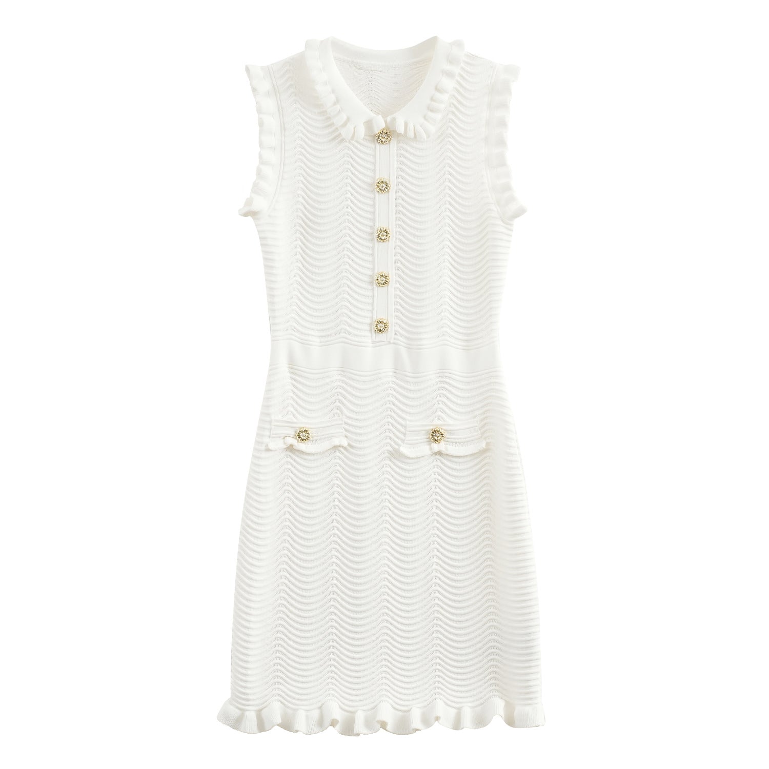 Trim Doll Collar Mermaid Knit Vest Dress Women