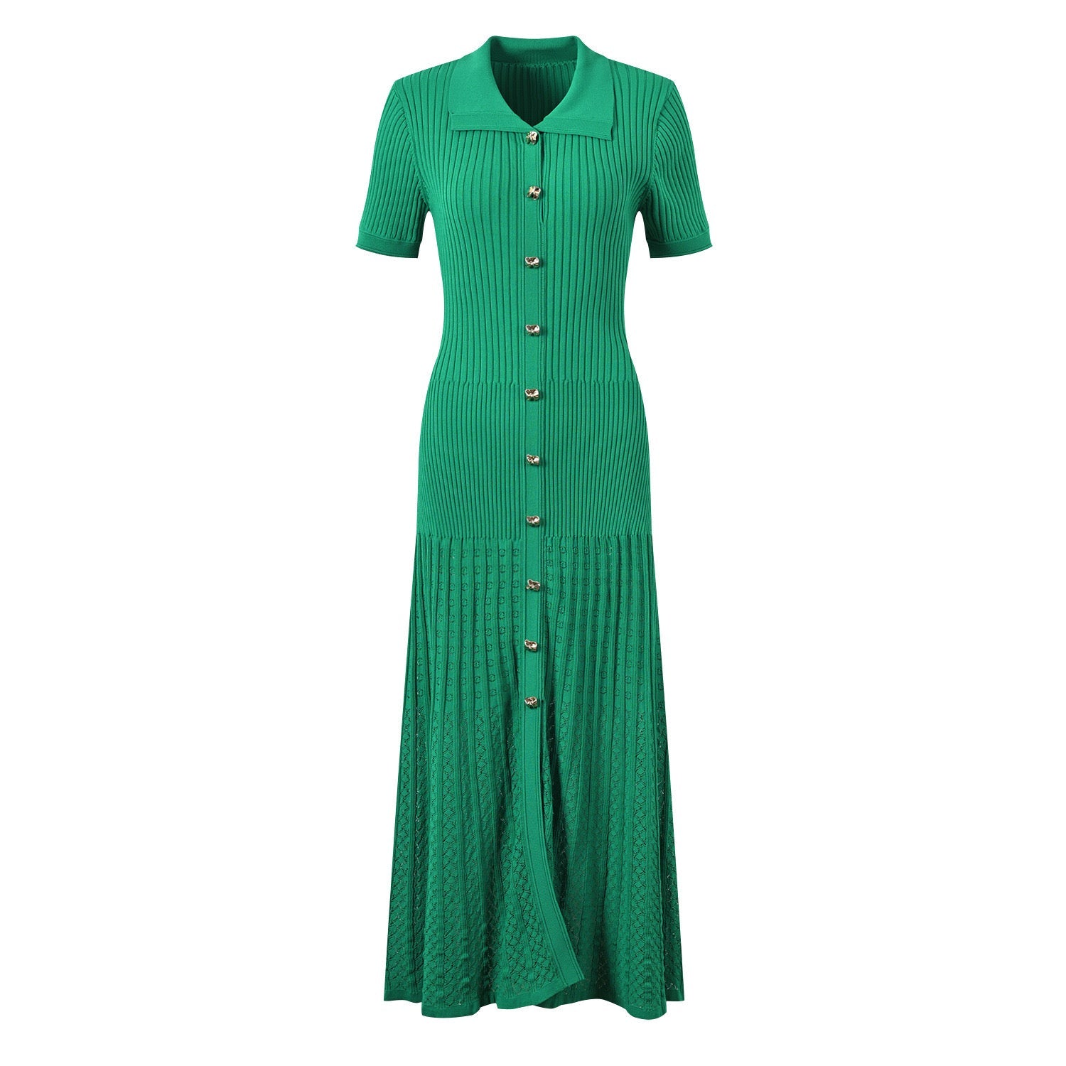 Sandro Rib knitted Midi dress in green for women