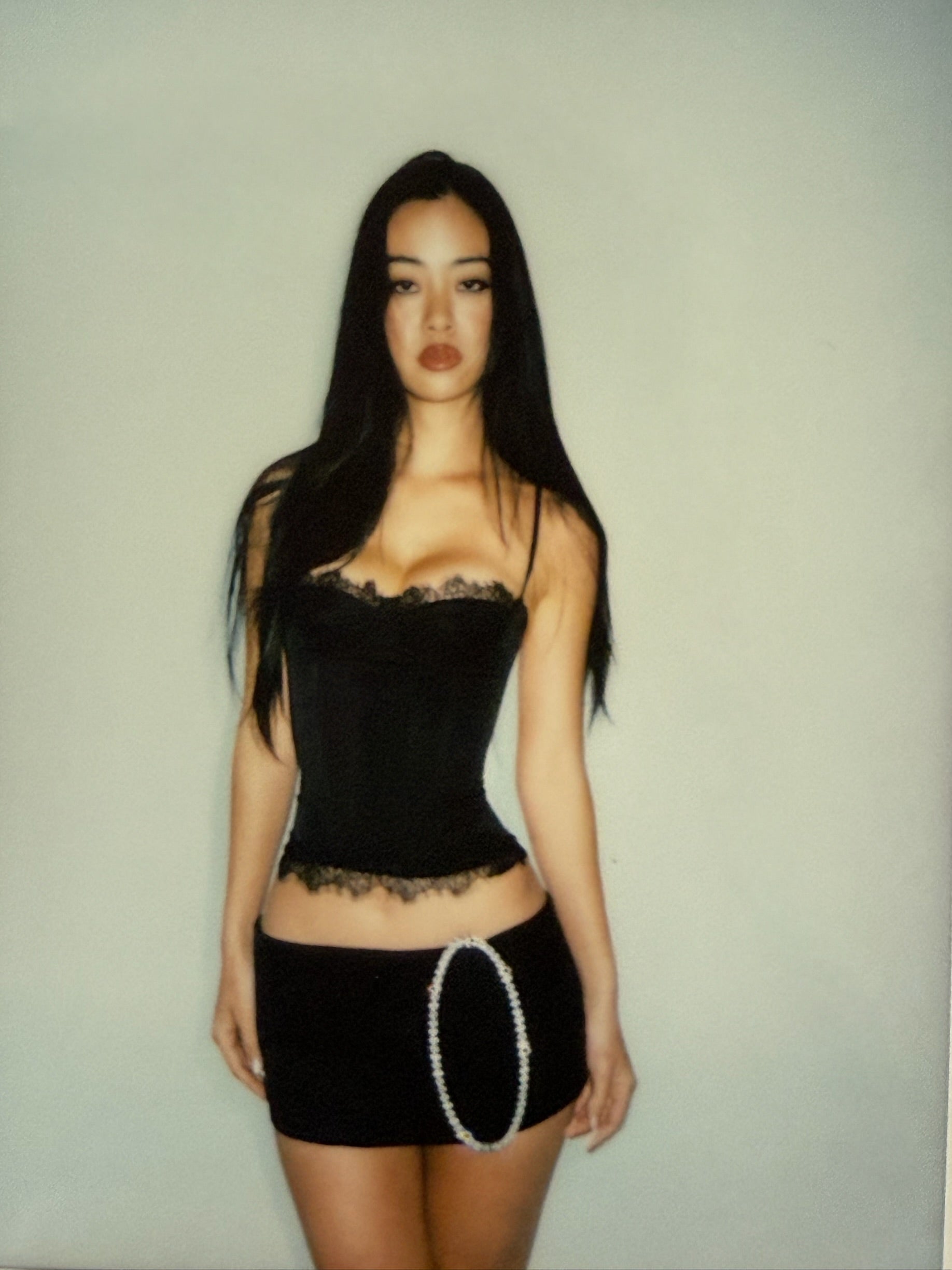 Pantera Sculpture Lace Corset top - Black