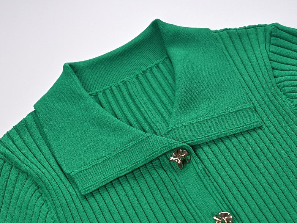 Sandro Rib knitted Midi dress in green for women