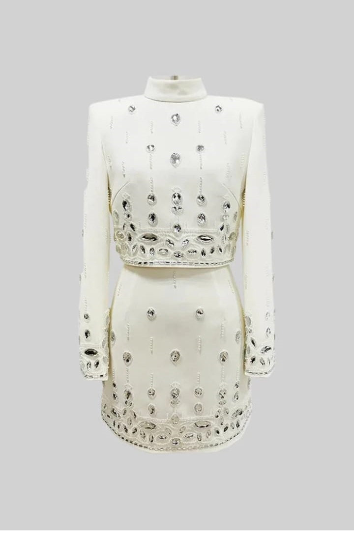 Diamond Embellished Co-Ord with Mini Skirt