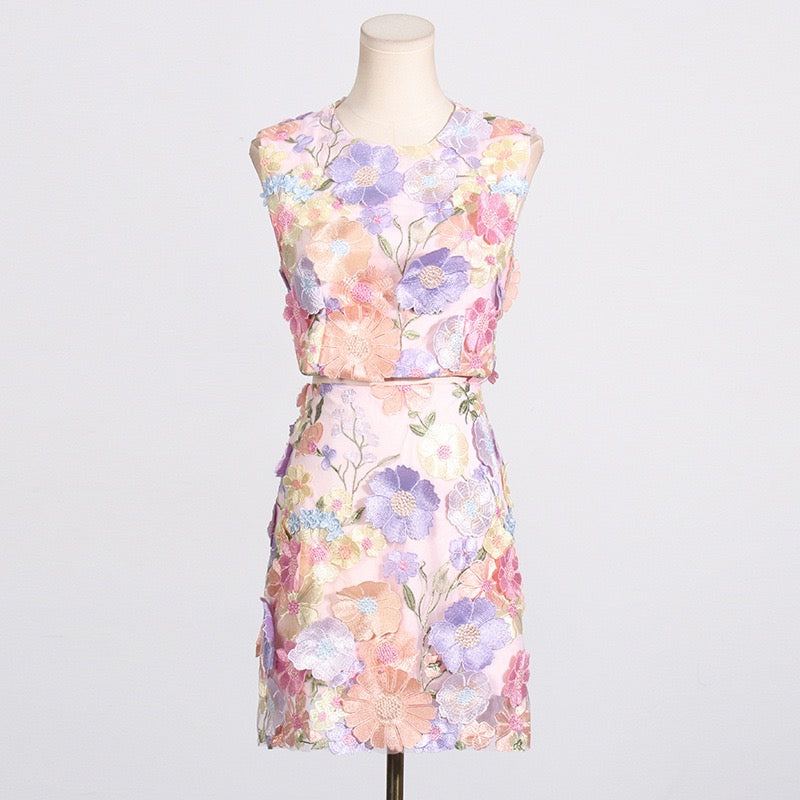 Sleeveless crop top & hip skirt set