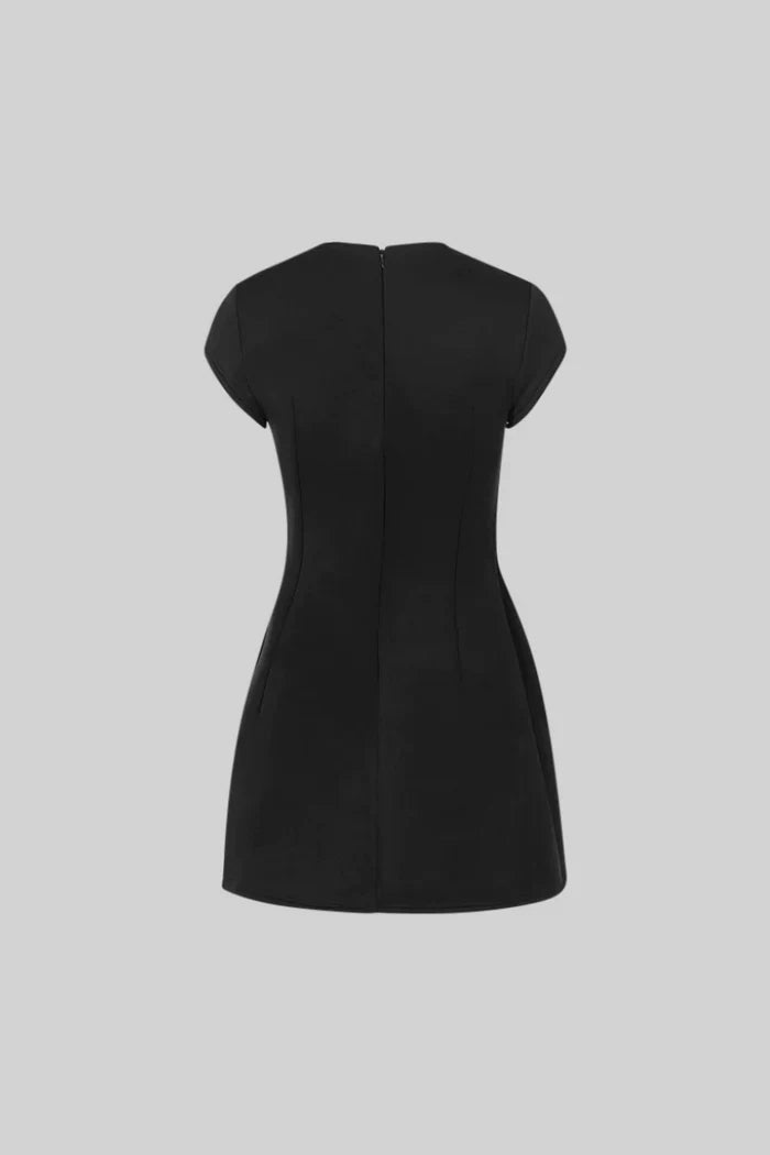 HOURGLASS MINI DRESS WITH SHORT SLEEVES - BLACK