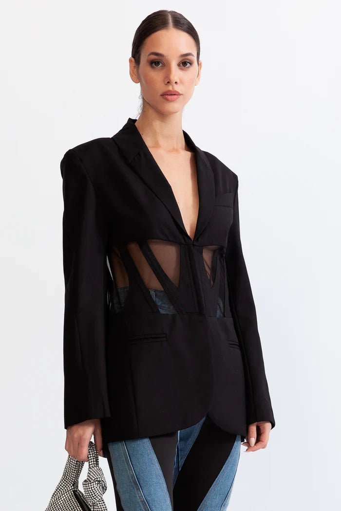 CORSET BLAZER - BLACK
